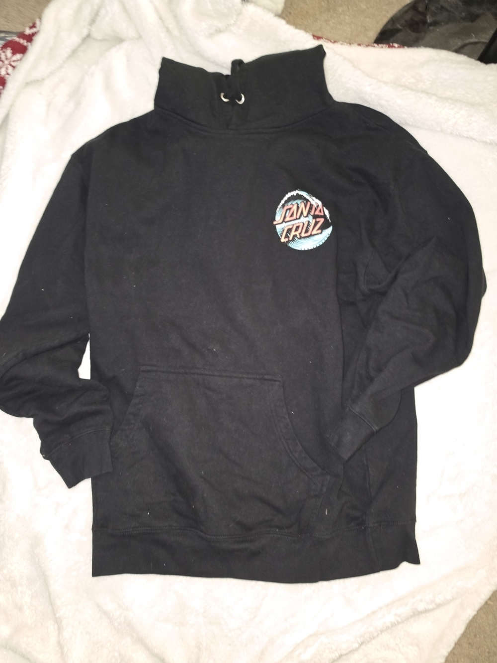 Santa Cruz Skateboards Black Pullover Hoodie with Multicolor Logo